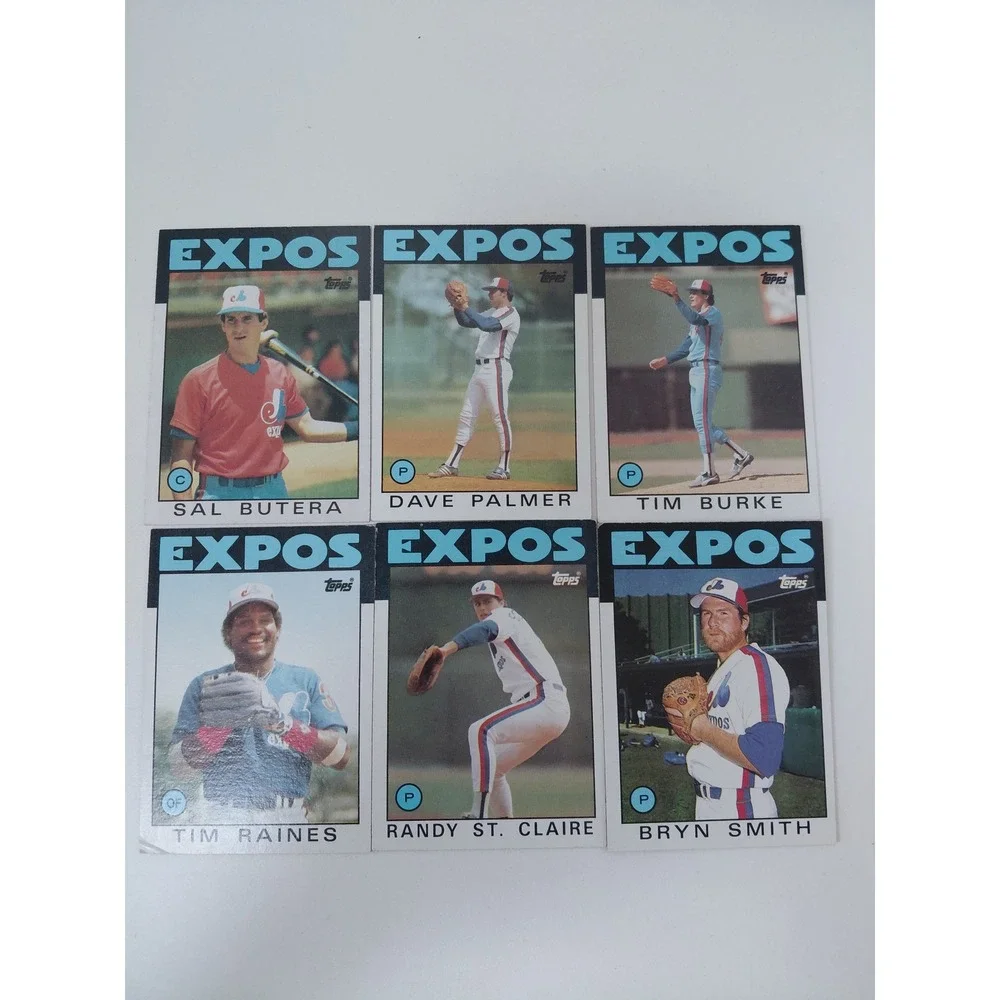 1986 Topps Montreal Expos Baseball Card Lot of 6 Tim Raines Sal Butera Vintage